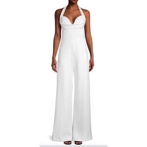 Black Halo Eve Gala Halter Jumpsuit in White NWT Size 10